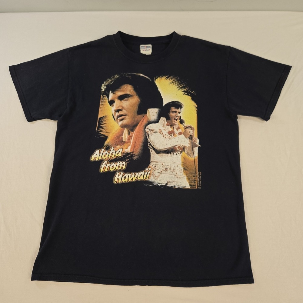 Vintage Elvis Presley Aloha From Hawaii Mens T-Shirt Size Medium Black Licensed